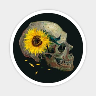 Van Gogh Skull with Sunflower Magnet